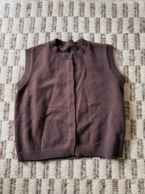 Commense Brown Button-Up Sleeveless Knit Vest